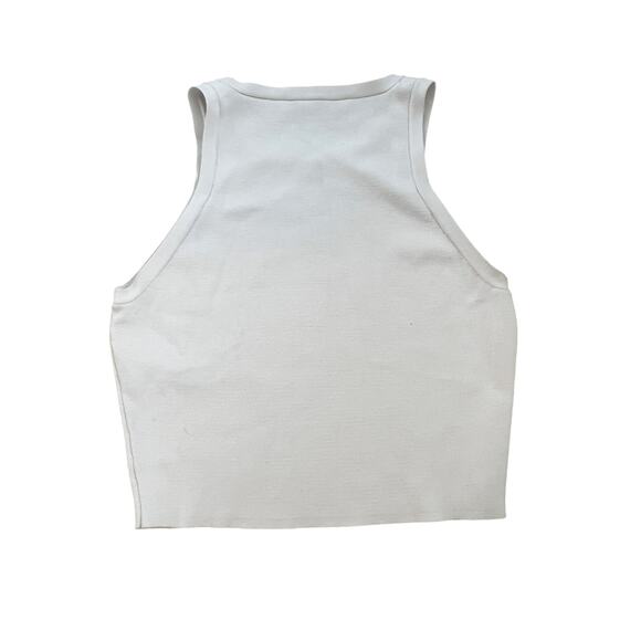 Zara Women's Cropped Rib Halter Tank Top – White – Size Small - Picture 4 of 6